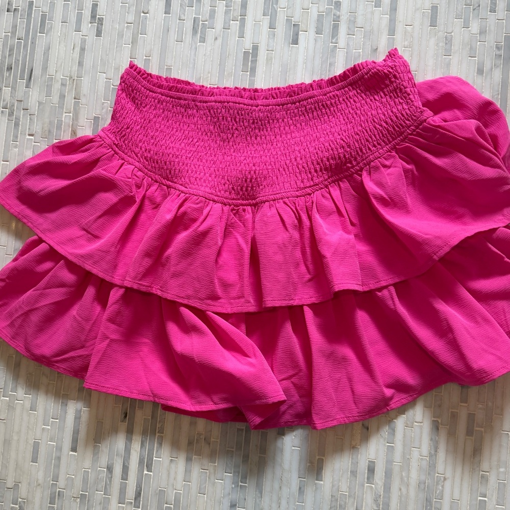 Pink Ruffle Mini Skirt
